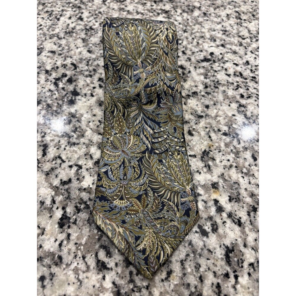 Vintage Burberrys Necktie Mens Tie Blue Gray  Paisley Silk England